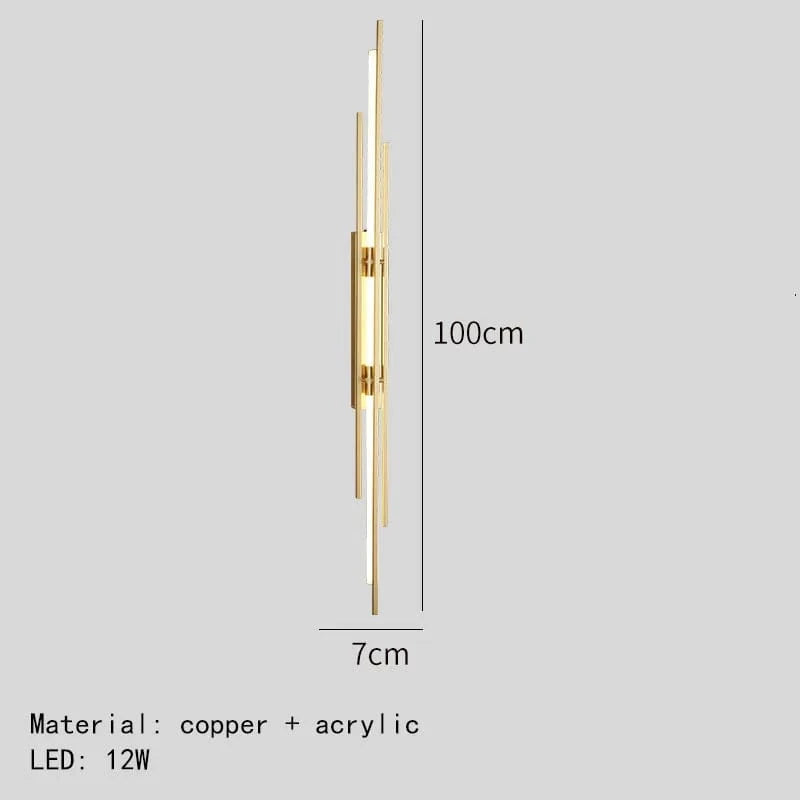Applique murale artistique en cuivre acrylique - Style design minimaliste | Marco Lucetti 100cm-Or / 3 Température de couleur
