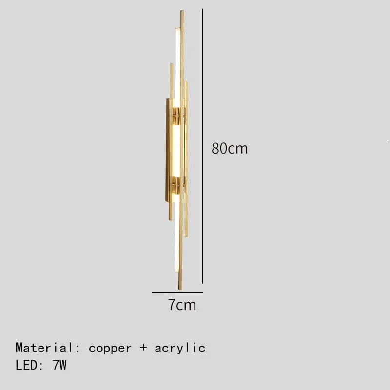 Applique murale artistique en cuivre acrylique - Style design minimaliste | Marco Lucetti 80cm-Or / 3 Température de couleur