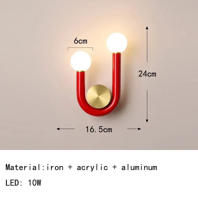 Applique Murale Artistique en Métal avec Tube en U pour Éclairage Intérieur - LuminArt | Marco Lucetti A-Rouge / Lumière chaude