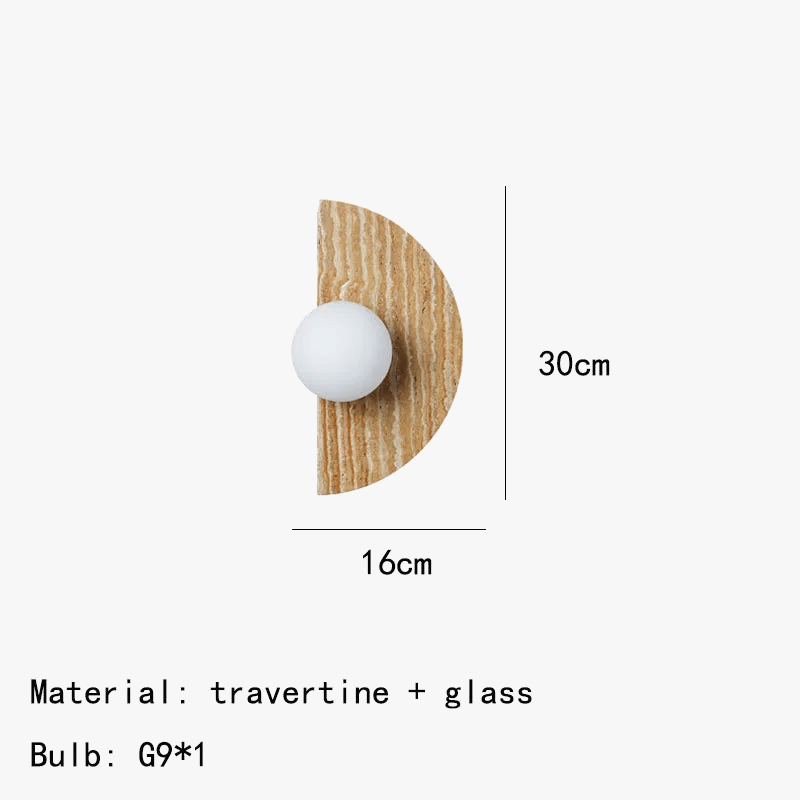 Applique murale artistique en pierre naturelle avec demi-cercle en verre - Édition Luxe | Marco Lucetti
