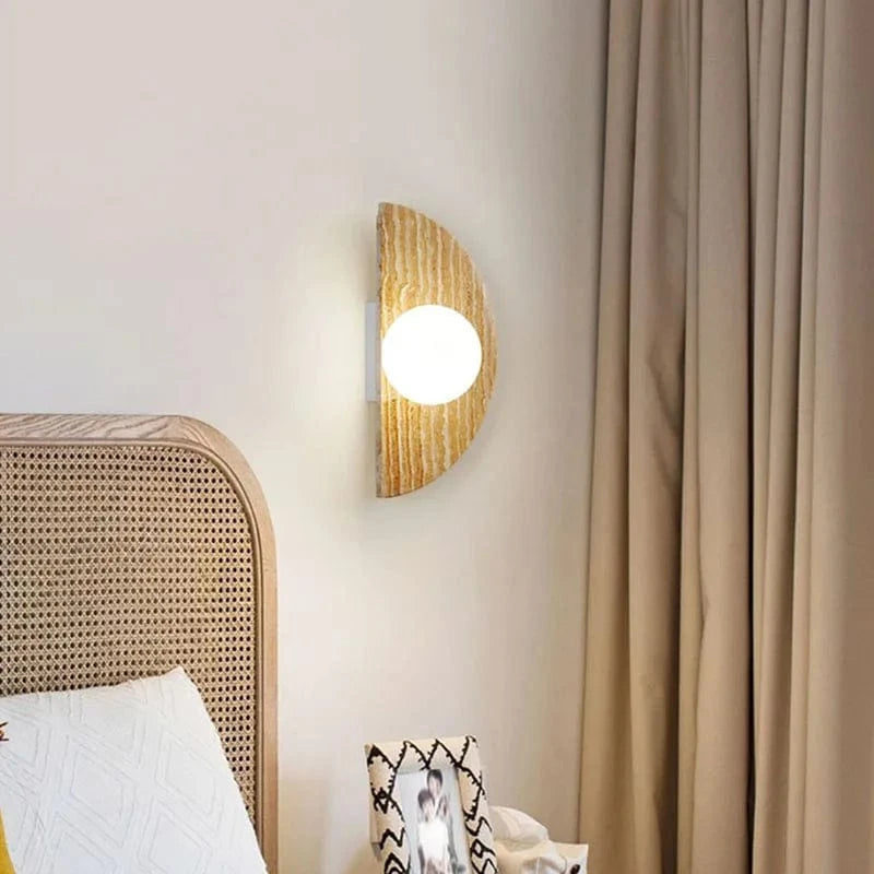 Applique murale artistique en pierre naturelle avec demi-cercle en verre - Édition Luxe | Marco Lucetti