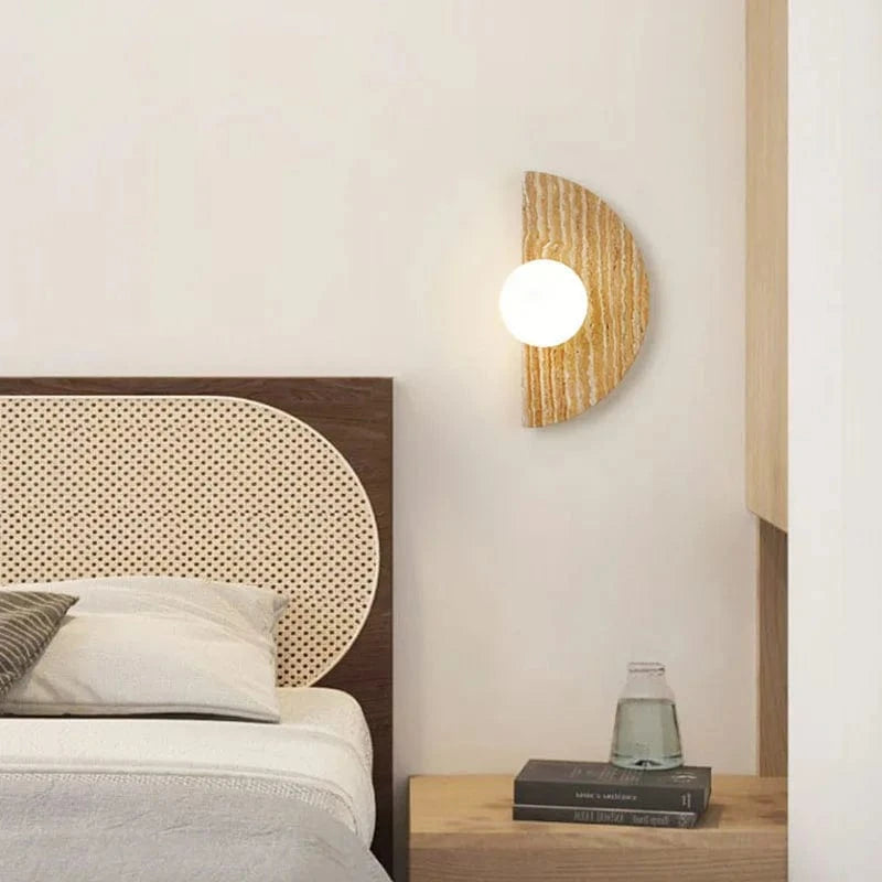 Applique murale artistique en pierre naturelle avec demi-cercle en verre - Édition Luxe | Marco Lucetti