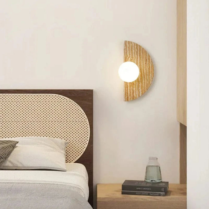 Applique murale artistique en pierre naturelle avec demi-cercle en verre - Édition Luxe | Marco Lucetti