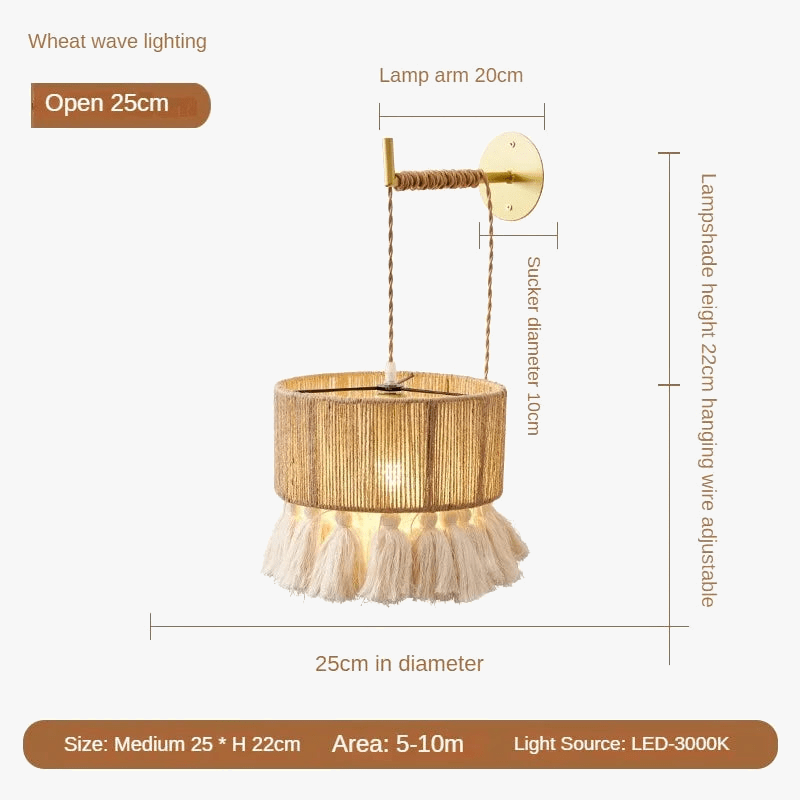 Applique murale bohème rétro en chanvre avec gland | Marco Lucetti