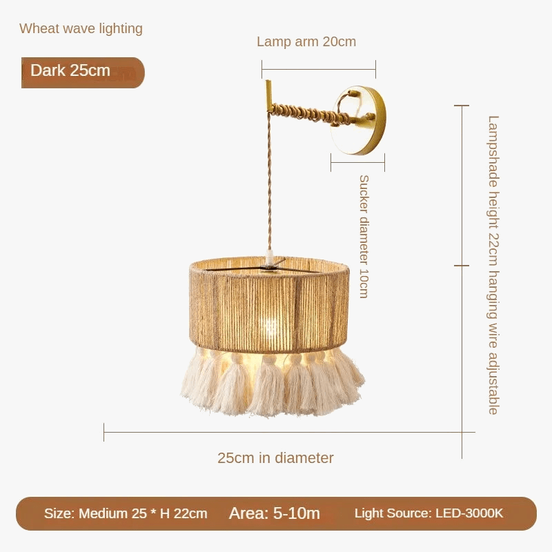 Applique murale bohème rétro en chanvre avec gland | Marco Lucetti