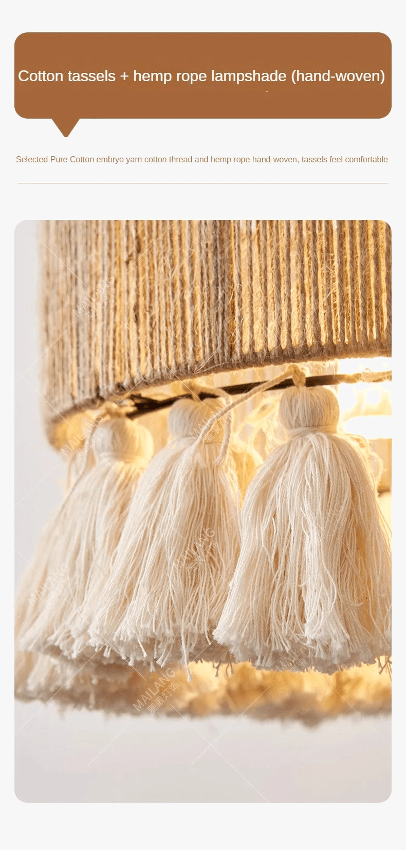 Applique murale bohème rétro en chanvre avec gland | Marco Lucetti