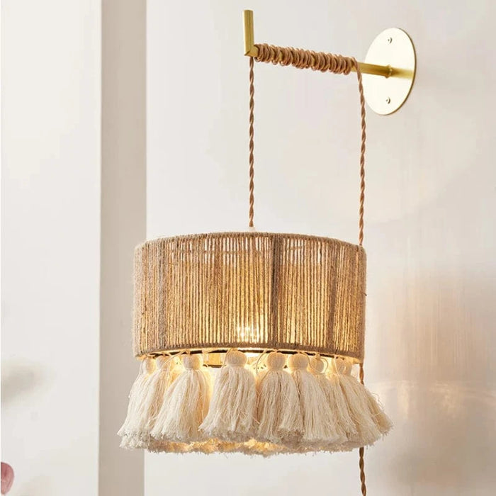 Applique murale bohème rétro en chanvre avec gland | Marco Lucetti