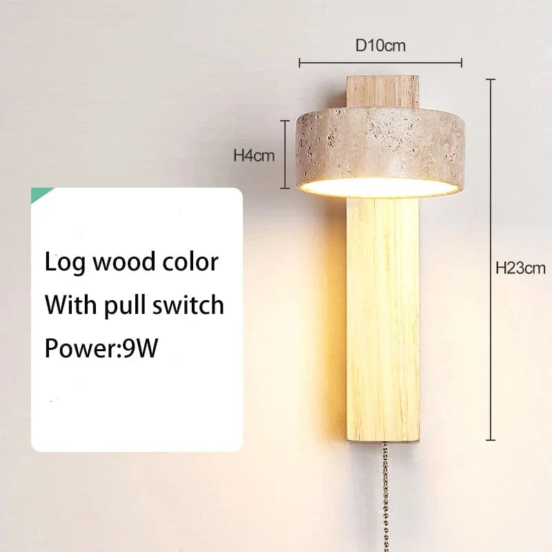 Applique murale bois noyer LED pivotante | Marco Lucetti Bûches de bois avec traction