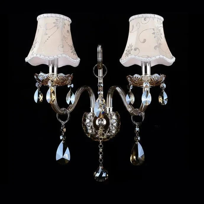 Applique murale Bougie Cristal Cognac - Style européen | Marco Lucetti Avec couvercle (Wave Lot / Lamelle murale à une tête