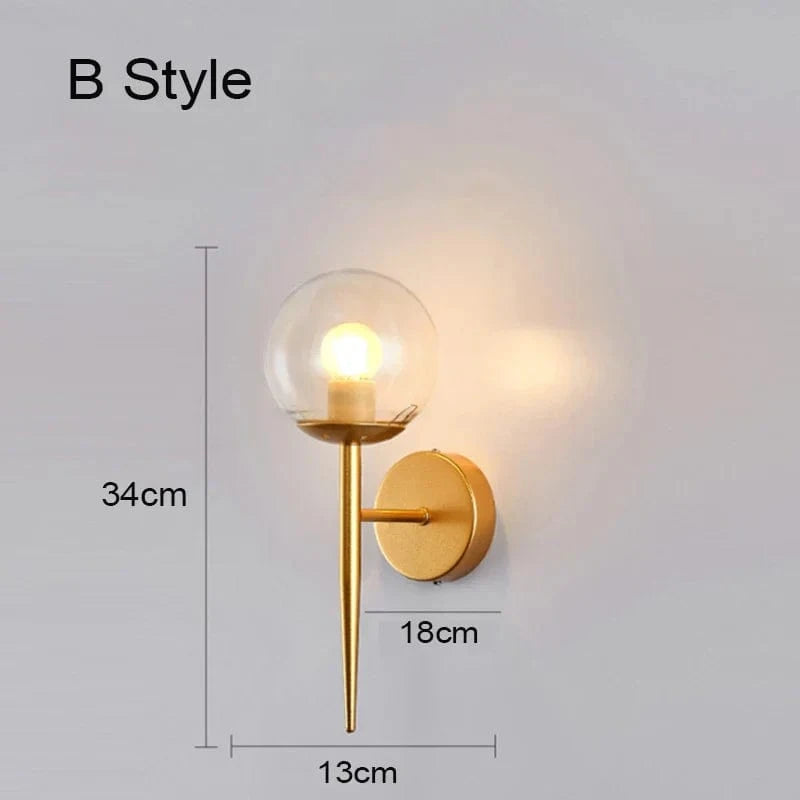 Applique murale boule de LED nordique - Lumières de verre pour escaliers et chambres | Marco Lucetti B / Chine / Blanc chaud (2700-3500K)