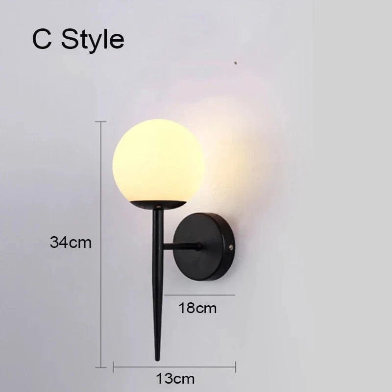 Applique murale boule de LED nordique - Lumières de verre pour escaliers et chambres | Marco Lucetti C / Chine / Blanc chaud (2700-3500K)