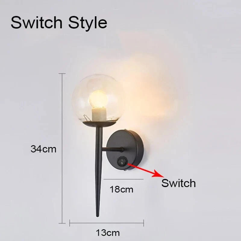 Applique murale boule de LED nordique - Lumières de verre pour escaliers et chambres | Marco Lucetti Commutateur A / Chine / Blanc chaud (2700-3500K)