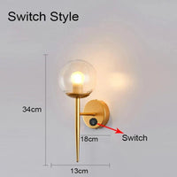 Applique murale boule de LED nordique - Lumières de verre pour escaliers et chambres | Marco Lucetti Commutateur B / Chine / Blanc chaud (2700-3500K)