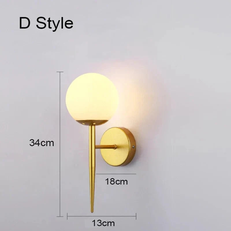 Applique murale boule de LED nordique - Lumières de verre pour escaliers et chambres | Marco Lucetti D / Chine / Blanc chaud (2700-3500K)