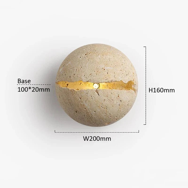 Applique murale boule Wabi Sabi naturelle jaune pour un éclairage LED chaleureux | Marco Lucetti