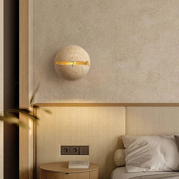 Applique murale boule Wabi Sabi naturelle jaune pour un éclairage LED chaleureux | Marco Lucetti