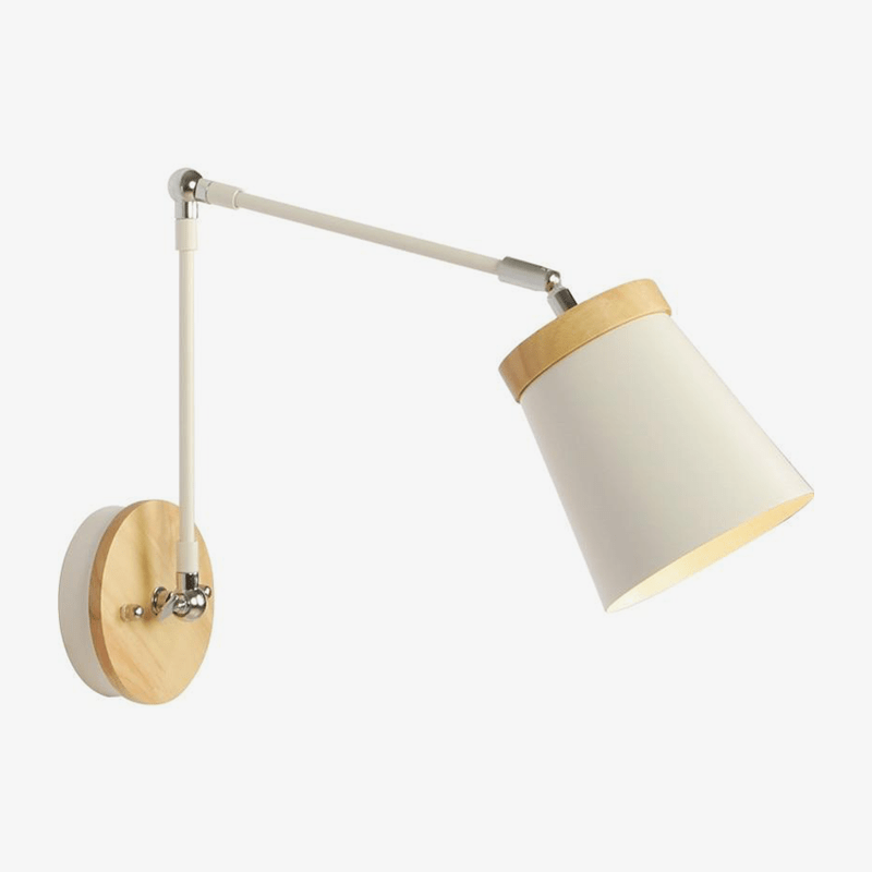 Applique murale design métal et bois, bras articulé à LED