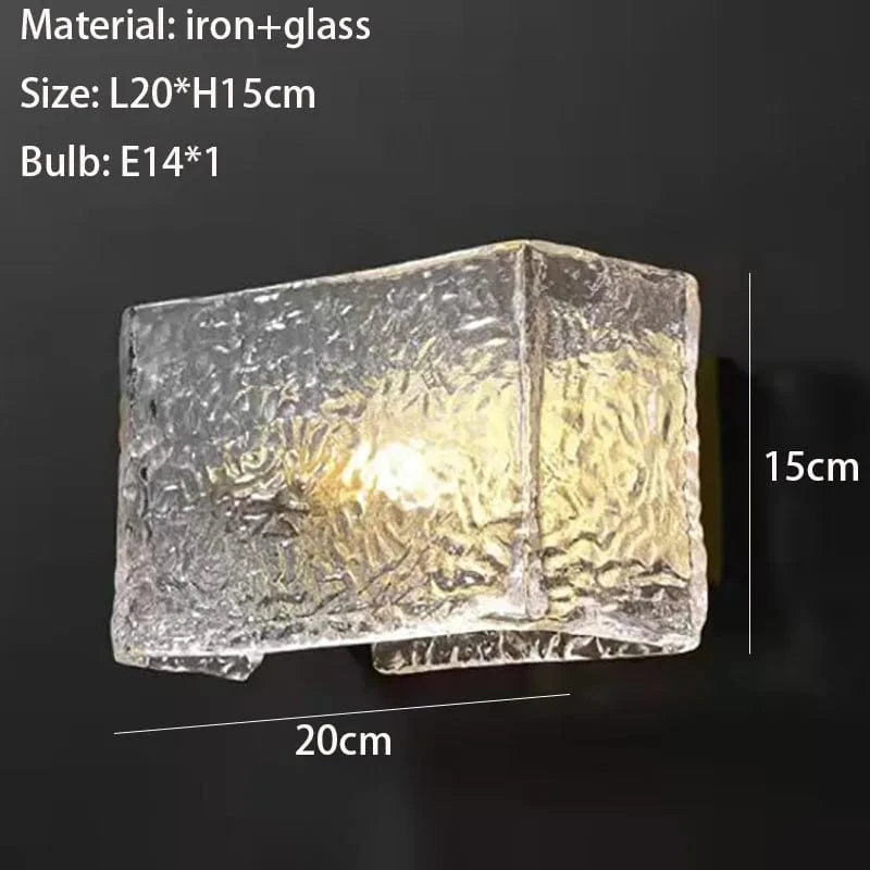 Applique murale carrée en verre « Aqua Design » | Marco Lucetti 20x15cm / Lumière chaude