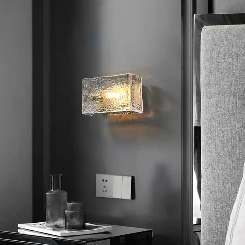 Applique murale carrée en verre aqua Wave pour une décoration moderne. | Marco Lucetti