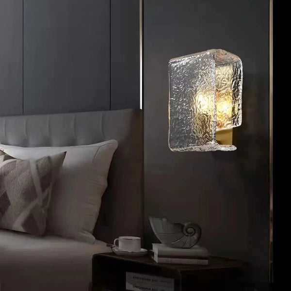 Applique murale carrée en verre aqua Wave pour une décoration moderne. | Marco Lucetti