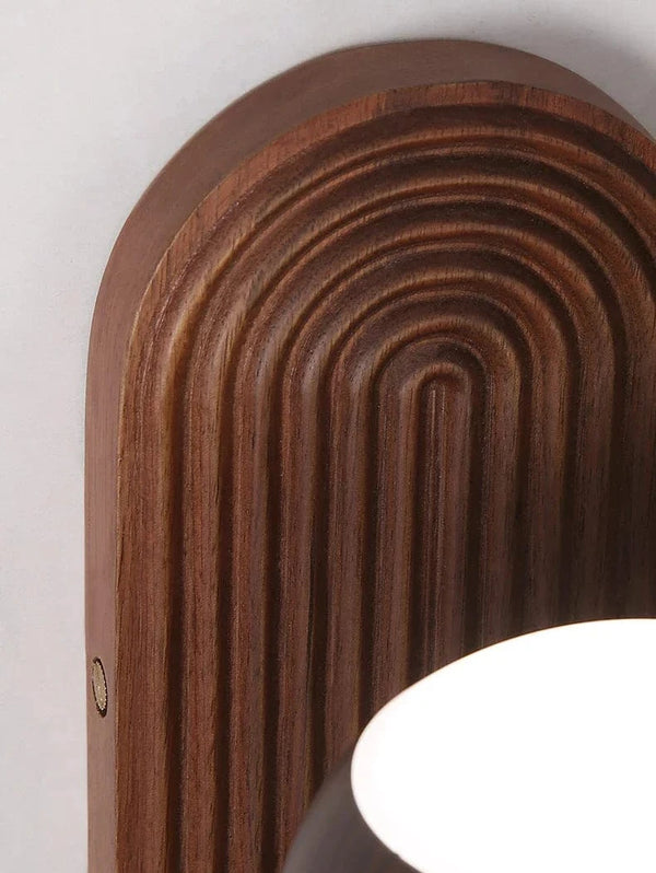 Applique murale chinoise en noyer noir avec boule lumineuse - Collection Luxe en Bois Massif | Marco Lucetti