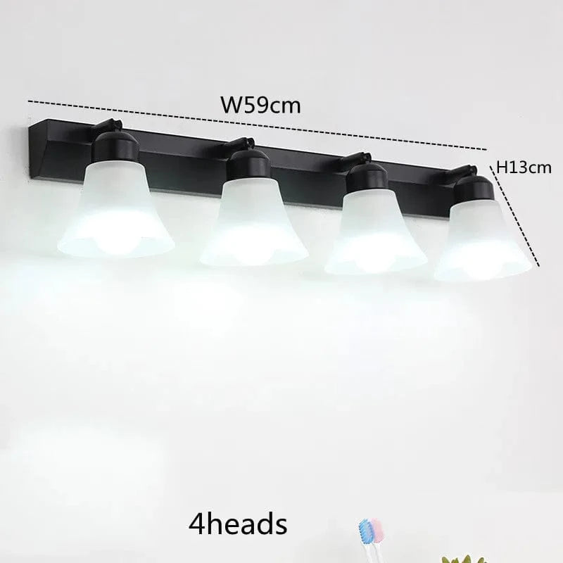 Applique Murale Cosmétique Miroir LED Européenne, Parfait pour le Maquillage - Vanity Chrome | Marco Lucetti 4 têtes Noir / Blanc chaud (2700-3500K)