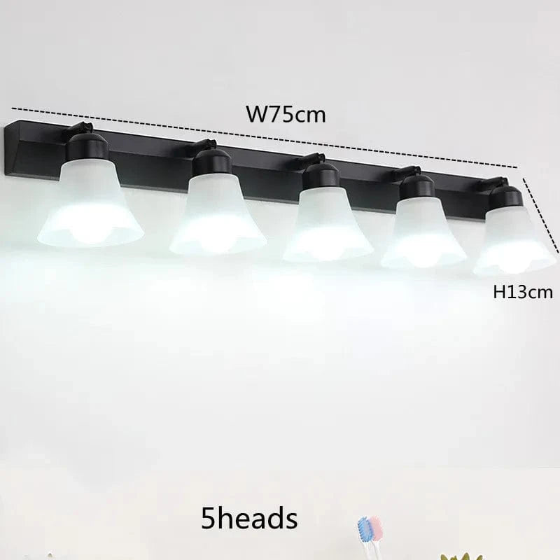 Applique Murale Cosmétique Miroir LED Européenne, Parfait pour le Maquillage - Vanity Chrome | Marco Lucetti 5 têtes Noir / Blanc froid (5 500-7 000 K).