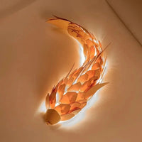 Applique Murale Créatif Style Chinois en Bois Poisson Brillante LED 12W - Pour Salon, Chevet, Escalier | Marco Lucetti