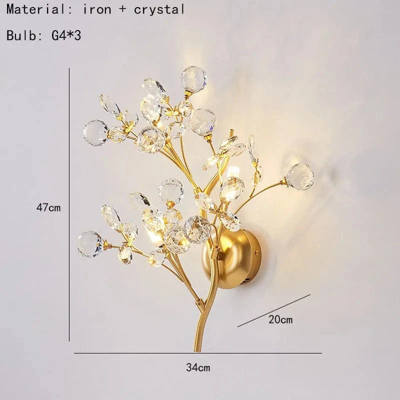 Applique murale Cristal Transparent - Branches de Fleurs Romantiques | Marco Lucetti 4000k