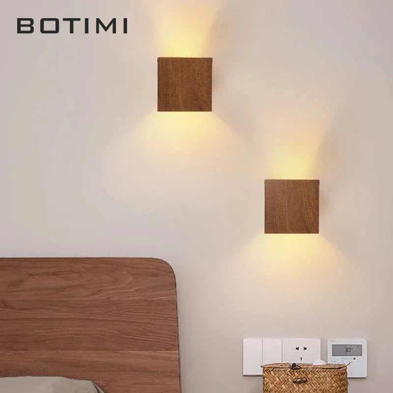 Applique murale Cube LED en bois et métal | Marco Lucetti