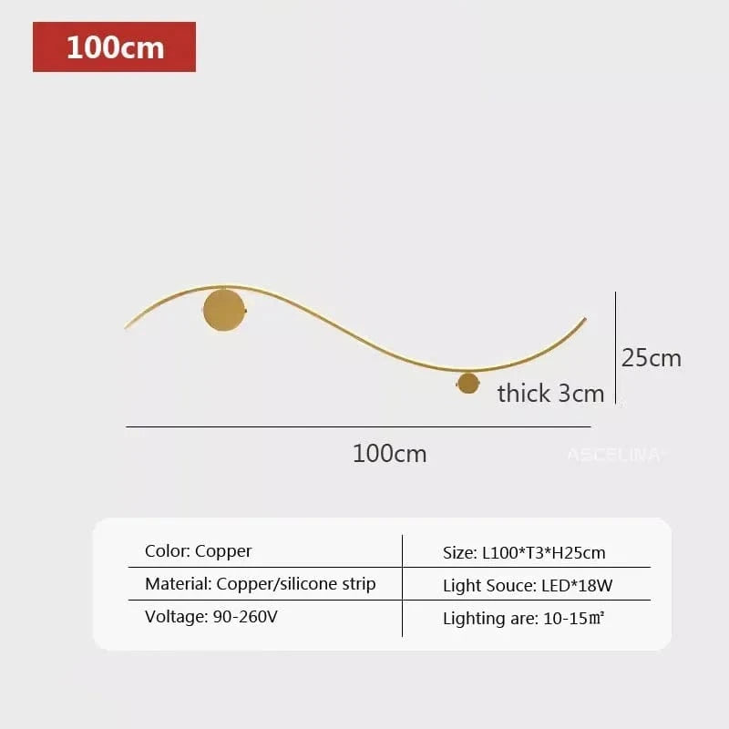 Applique Murale Cuivre Or Moderne | Marco Lucetti LWL127 Cuivre 100cm / Blanc froid