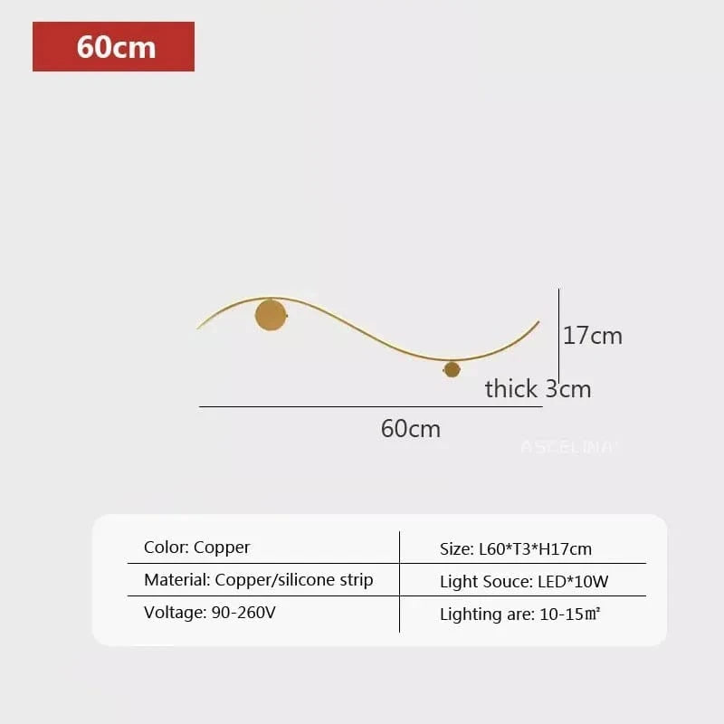 Applique Murale Cuivre Or Moderne | Marco Lucetti LWL127 Cuivre 60cm / Blanc froid