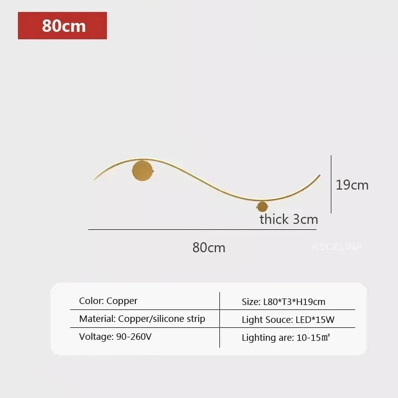 Applique Murale Cuivre Or Moderne | Marco Lucetti LWL127 Cuivre 80cm / Blanc froid