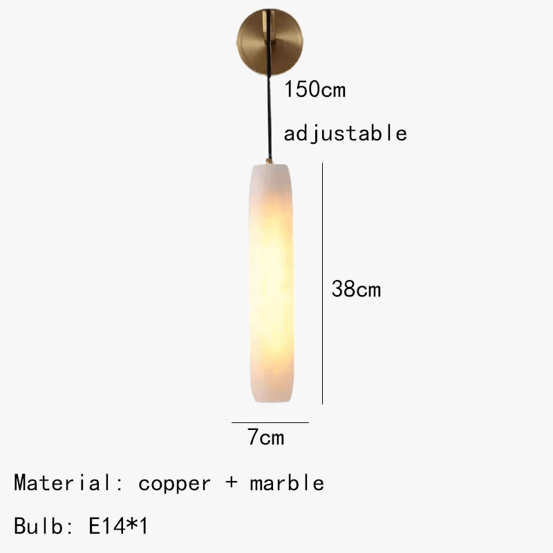 Applique murale cylindrique en marbre naturel avec fil de cuivre ajustable | Marco Lucetti