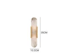 Applique murale cylindrique marbre blanc Aïda. | Marco Lucetti Doré 10.3 x 35 cm / Chaude