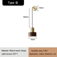 Applique murale de chevet nordique en cuivre et bois de noyer, style moderne | Marco Lucetti B