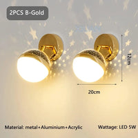 Applique murale de chevet nordique Starlight Glow | Marco Lucetti 2 pièces B Or / 3 Température de couleur / C.A. 220 V-240 V