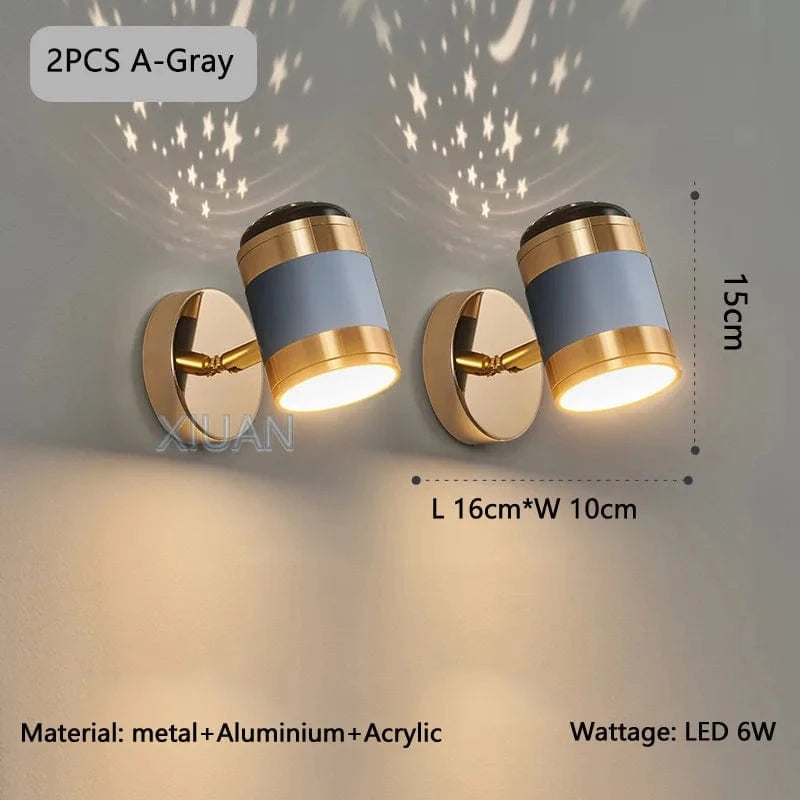 Applique murale de chevet nordique Starlight Glow | Marco Lucetti 2 pièces un gris / 3 Température de couleur / C.A. 220 V-240 V