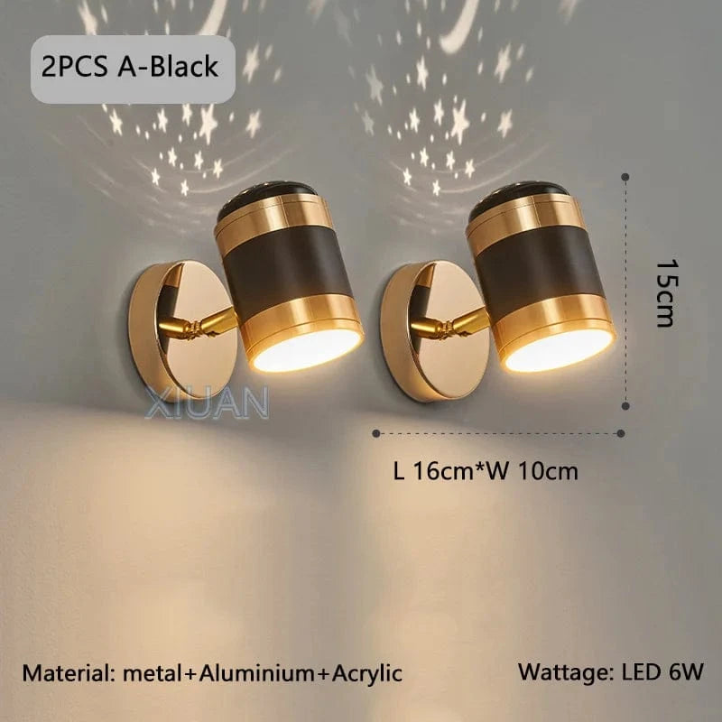 Applique murale de chevet nordique Starlight Glow | Marco Lucetti 2 pièces un noir / 3 Température de couleur / C.A. 220 V-240 V