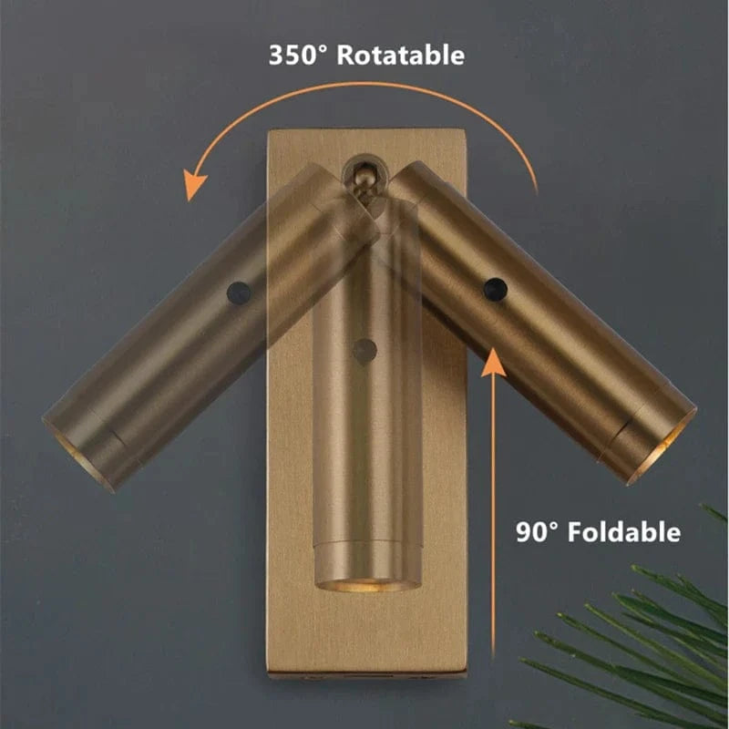 Applique murale de lecture LED 3W avec rotation à 350 degrés et port de charge USB - Idéal pour la chambre ou l'hôtel | Marco Lucetti