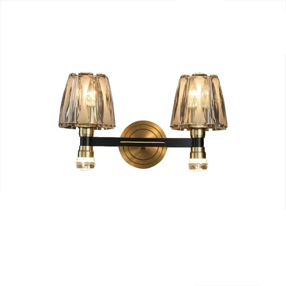 Applique murale de luxe américaine en cuivre et cristal - Édition Prestige | Marco Lucetti Double tête