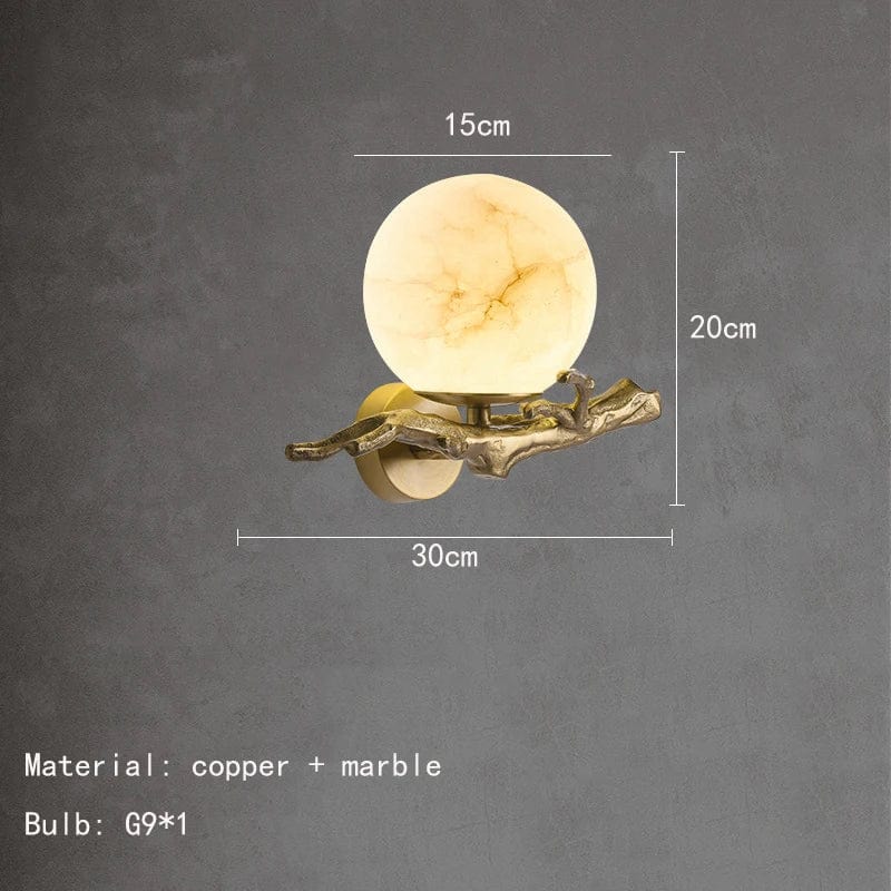 Applique murale de luxe en cuivre et marbre naturel | Marco Lucetti 30x20cm / Lumière naturelle