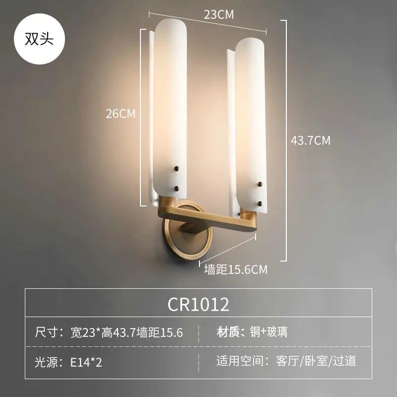 Applique murale de luxe en cuivre et verre retro | Marco Lucetti 2 têtes 1