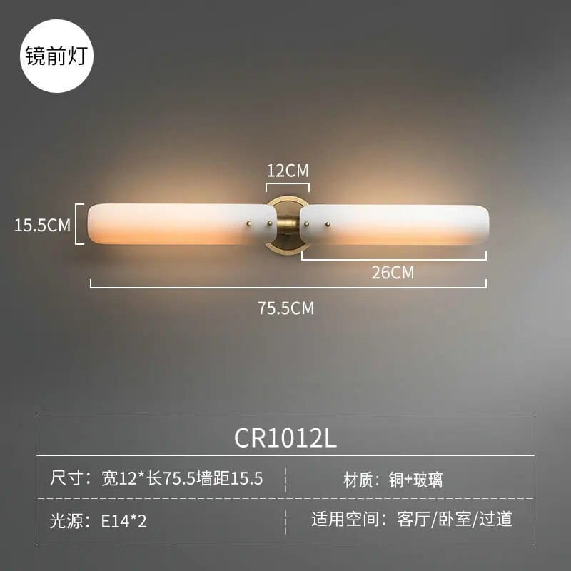 Applique murale de luxe en cuivre et verre retro | Marco Lucetti 2 têtes