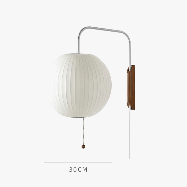 Applique murale de luxe en soie avec interrupteur à tirer et bras en bois | Marco Lucetti