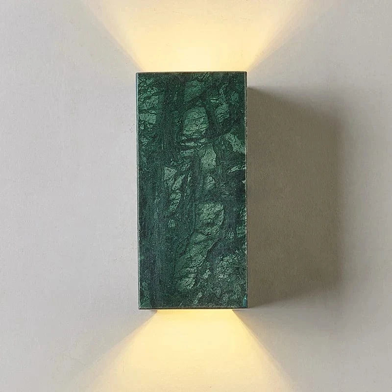 Applique murale de luxe européen en marbre vert naturel avec éclairage LED - Style moderne pour couloir, salon et chambre | Marco Lucetti