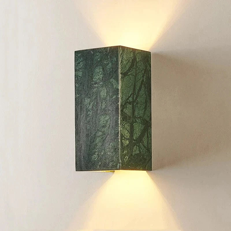 Applique murale de luxe européen en marbre vert naturel avec éclairage LED - Style moderne pour couloir, salon et chambre | Marco Lucetti