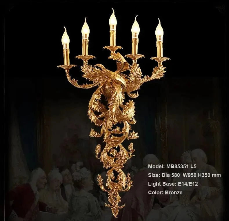 Applique murale de luxe Vintage - Éclairage sophistiqué pour hôtel, villa ou chambre | Marco Lucetti Plus grand 5 lumières