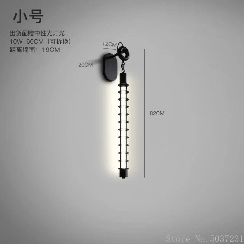 Applique murale DEL industrielle vintage en fer avec chaîne créative. | Marco Lucetti Petit / Blanc naturel (3 500-5 500 K).