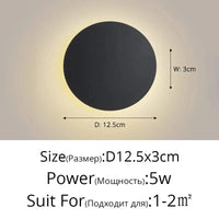 Applique murale DEL tactile nordique pour allée escalier entrée. | Marco Lucetti Noir D12x3cm 5W / Blanc chaud (2700-3500K)